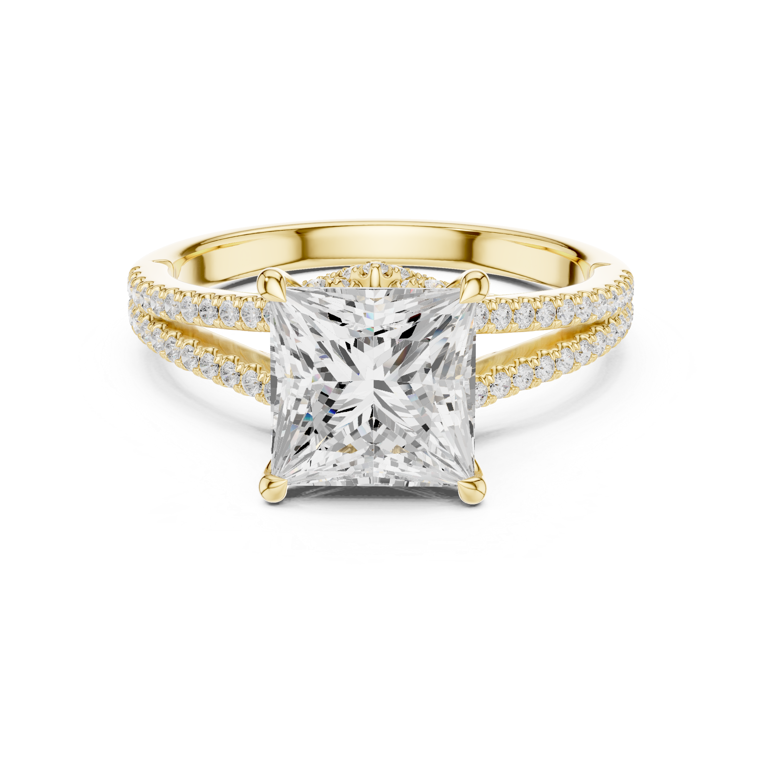 2.91 CT Princess Cut Diamond Twisted Split Shank Engagement Ring