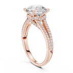Round Cut Diamond Split Shank Engagement Ring