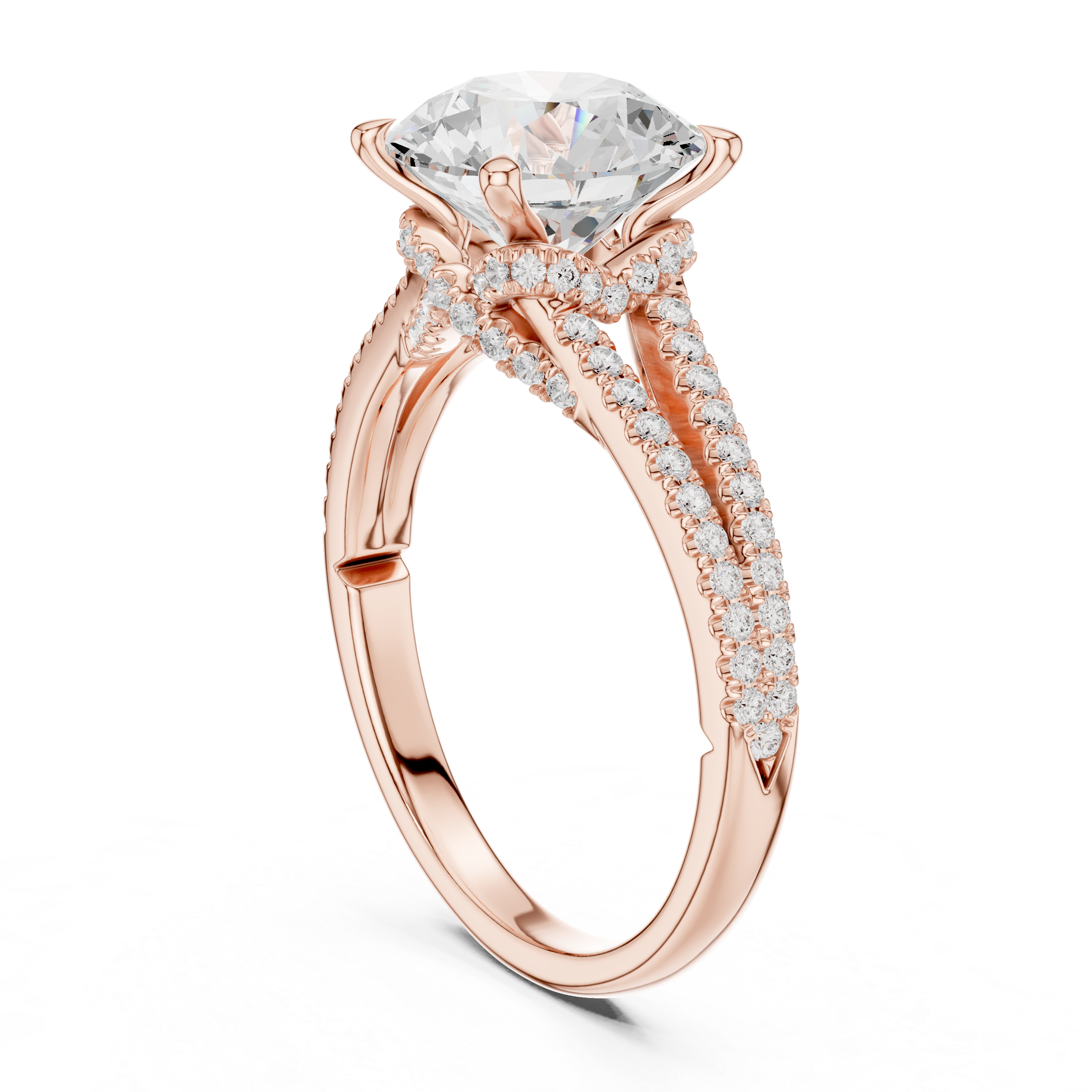 2.91 CT Round Brilliant Diamond Twisted Split Shank Engagement Ring
