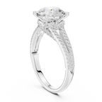 Round Cut Diamond Split Shank Engagement Ring