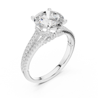 Round Cut Diamond Split Shank Engagement Ring