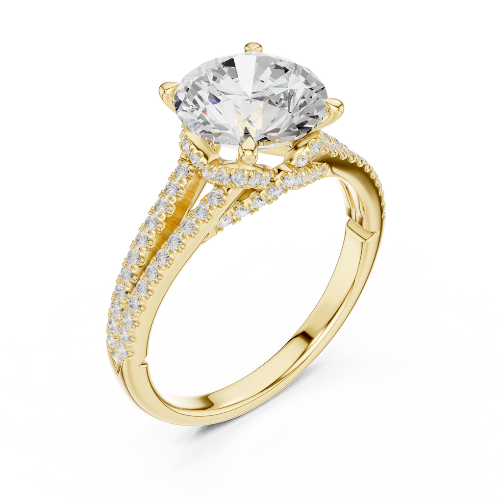 2.91 CT Round Brilliant Diamond Twisted Split Shank Engagement Ring