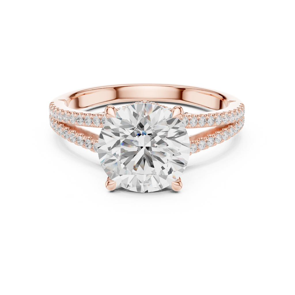 2.91 CT Round Brilliant Diamond Twisted Split Shank Engagement Ring