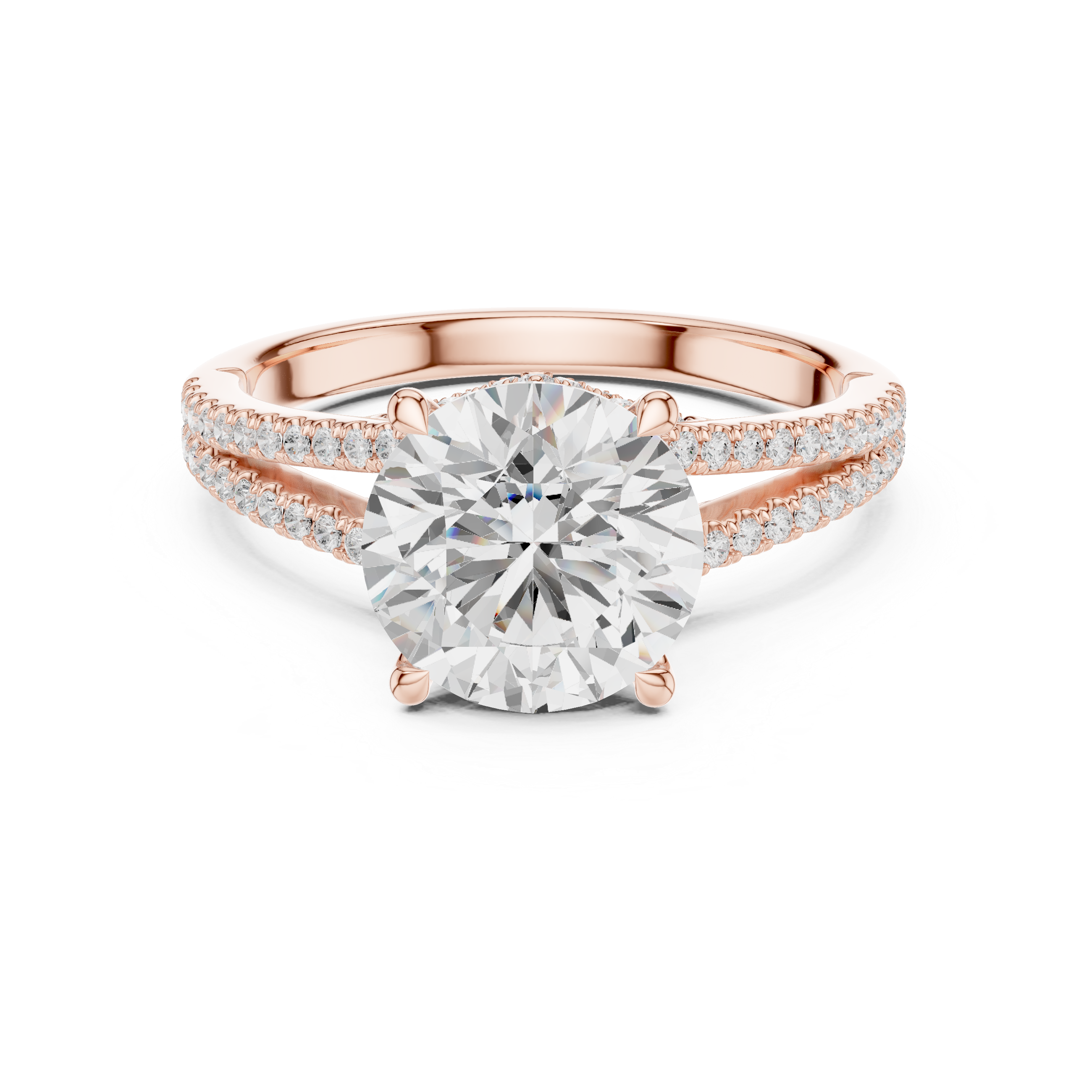 2.91 CT Round Brilliant Diamond Twisted Split Shank Engagement Ring