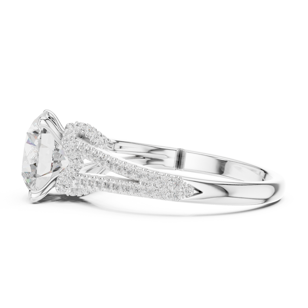 Round Cut Diamond Split Shank Engagement Ring