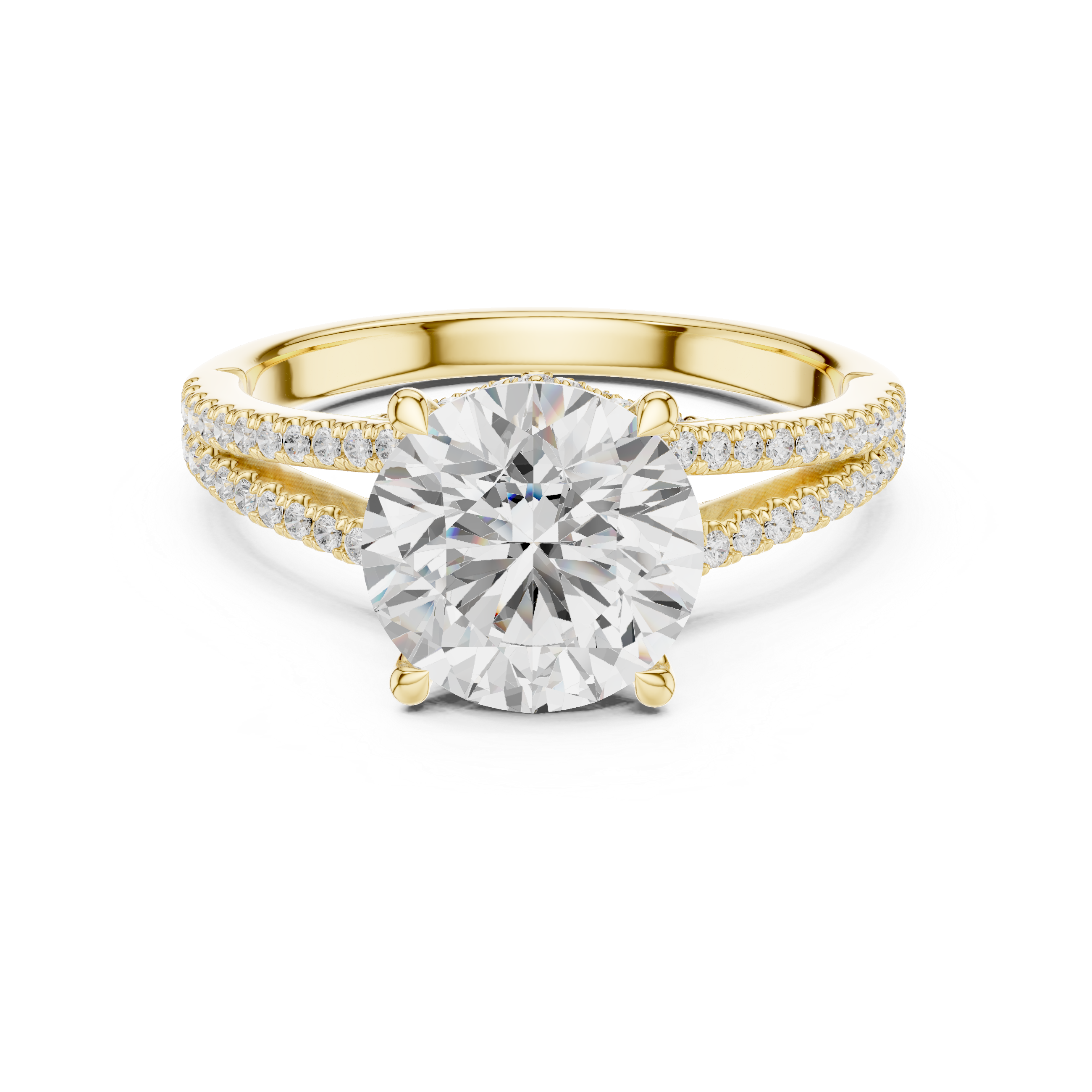 2.91 CT Round Brilliant Diamond Twisted Split Shank Engagement Ring