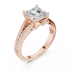 2.29 CT Asscher Cut Diamond Engagement Ring with Pavé Band