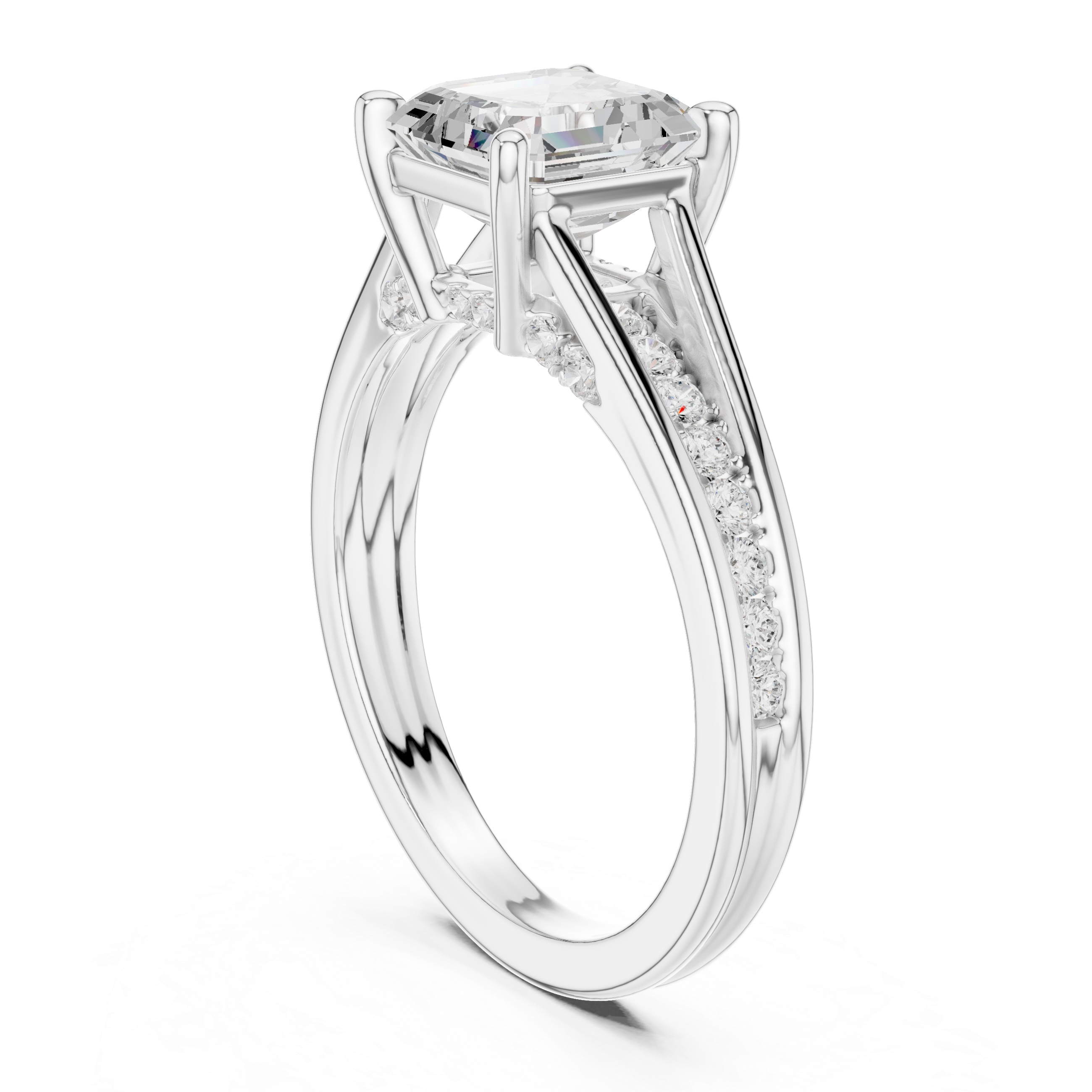 2.29 CT Asscher Cut Diamond Engagement Ring with Pavé Band