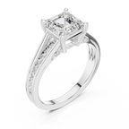 2.29 CT Asscher Cut Diamond Engagement Ring with Pavé Band