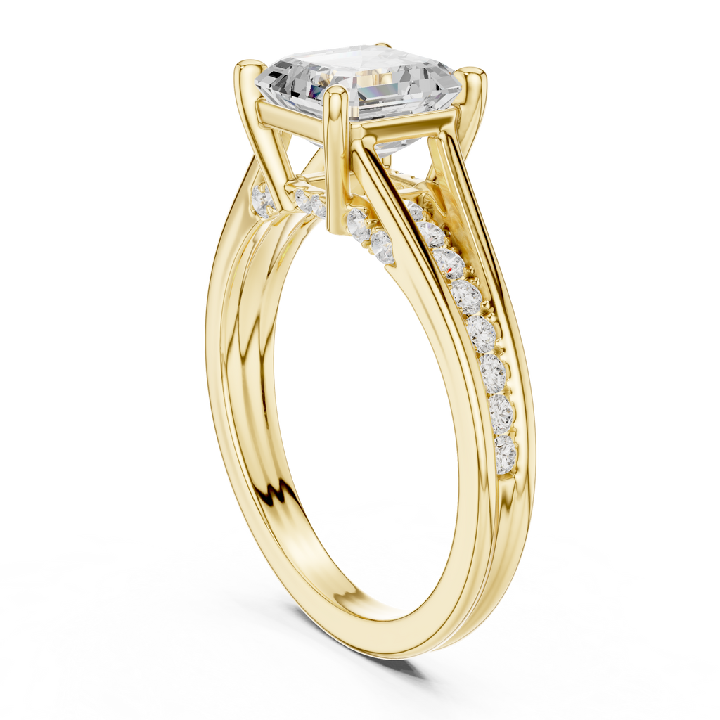2.29 CT Asscher Cut Diamond Engagement Ring with Pavé Band