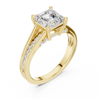2.29 CT Asscher Cut Diamond Engagement Ring with Pavé Band