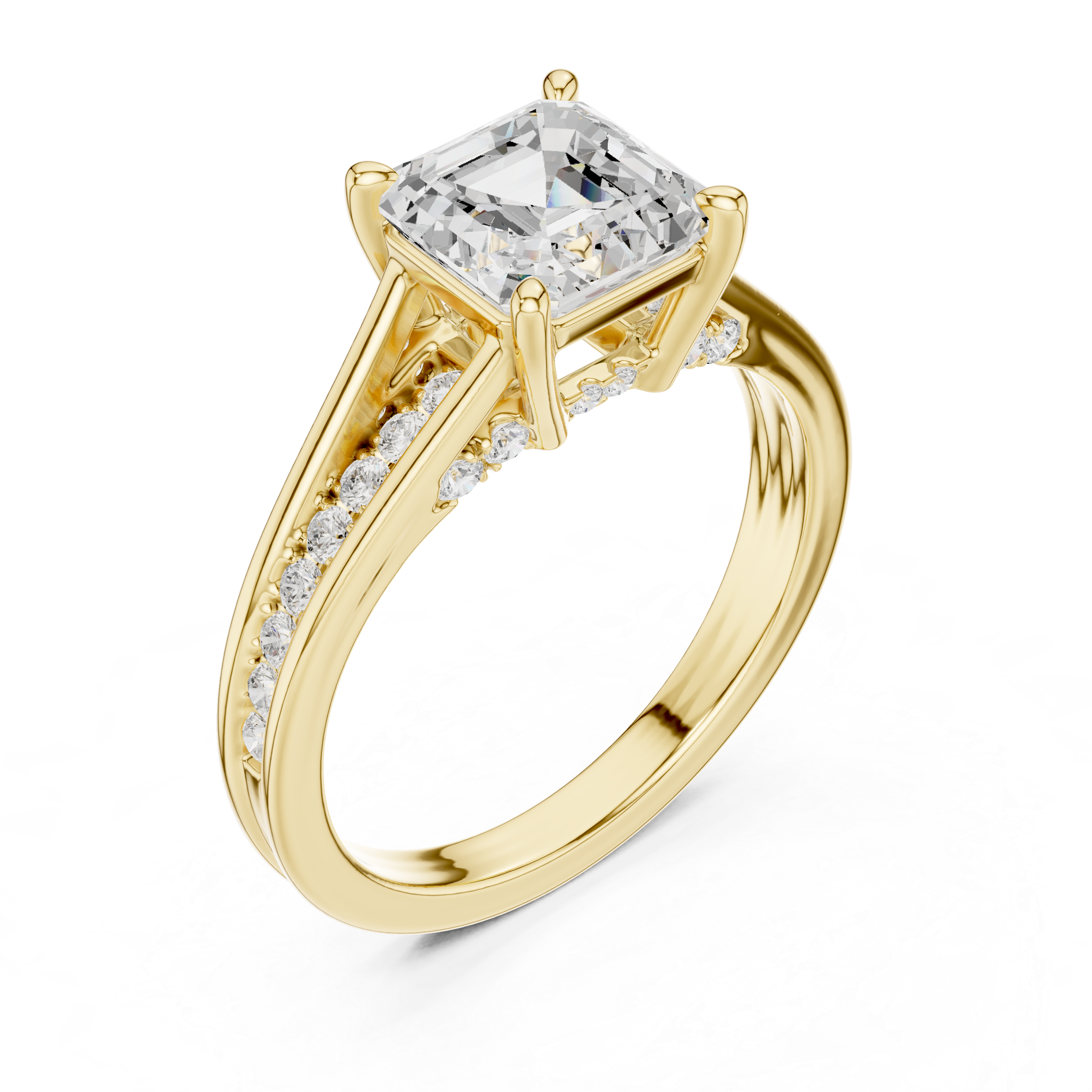 2.29 CT Asscher Cut Diamond Engagement Ring with Pavé Band