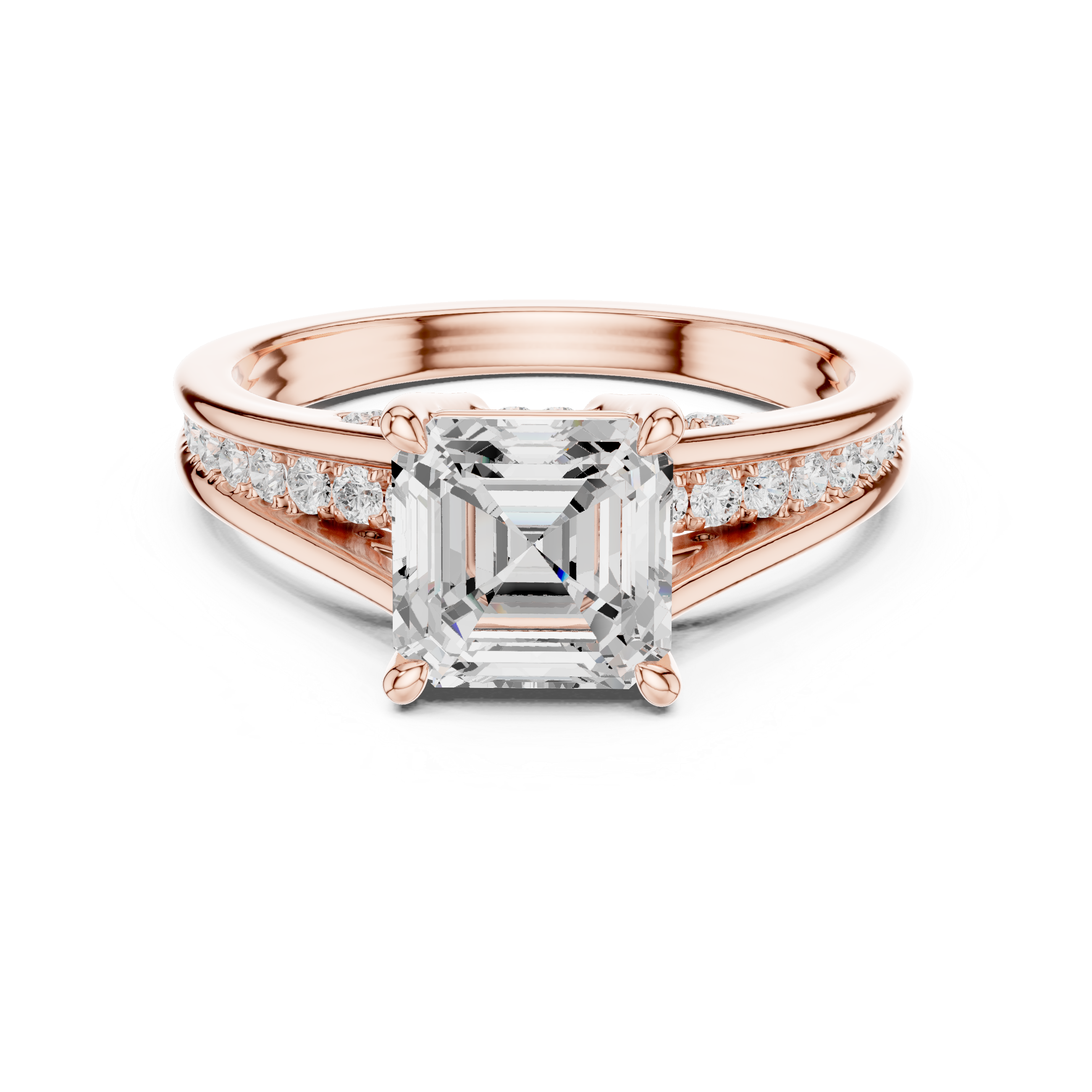 2.29 CT Asscher Cut Diamond Engagement Ring with Pavé Band