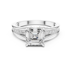 2.29 CT Asscher Cut Diamond Engagement Ring with Pavé Band