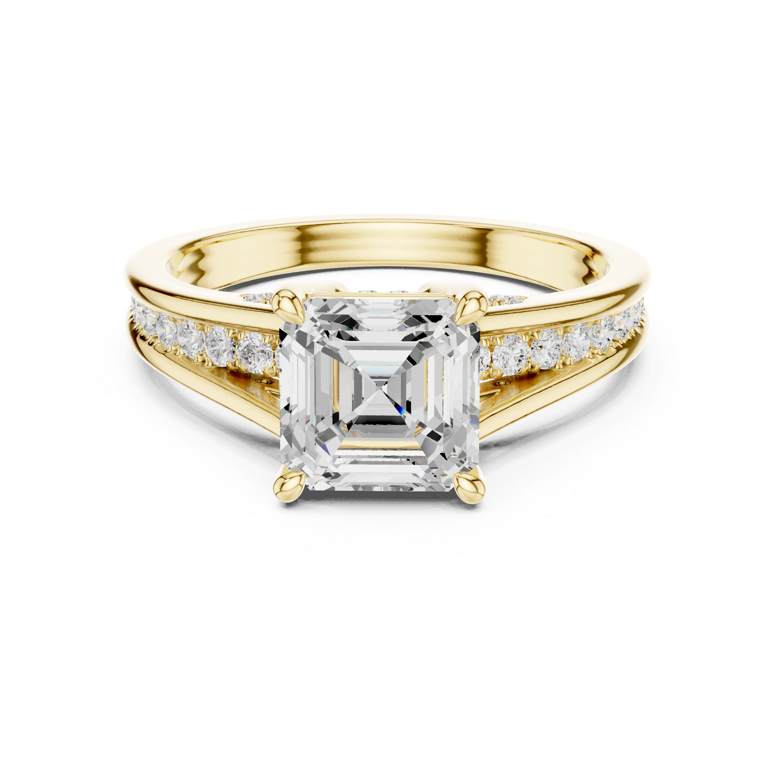 2.29 CT Asscher Cut Diamond Engagement Ring with Pavé Band