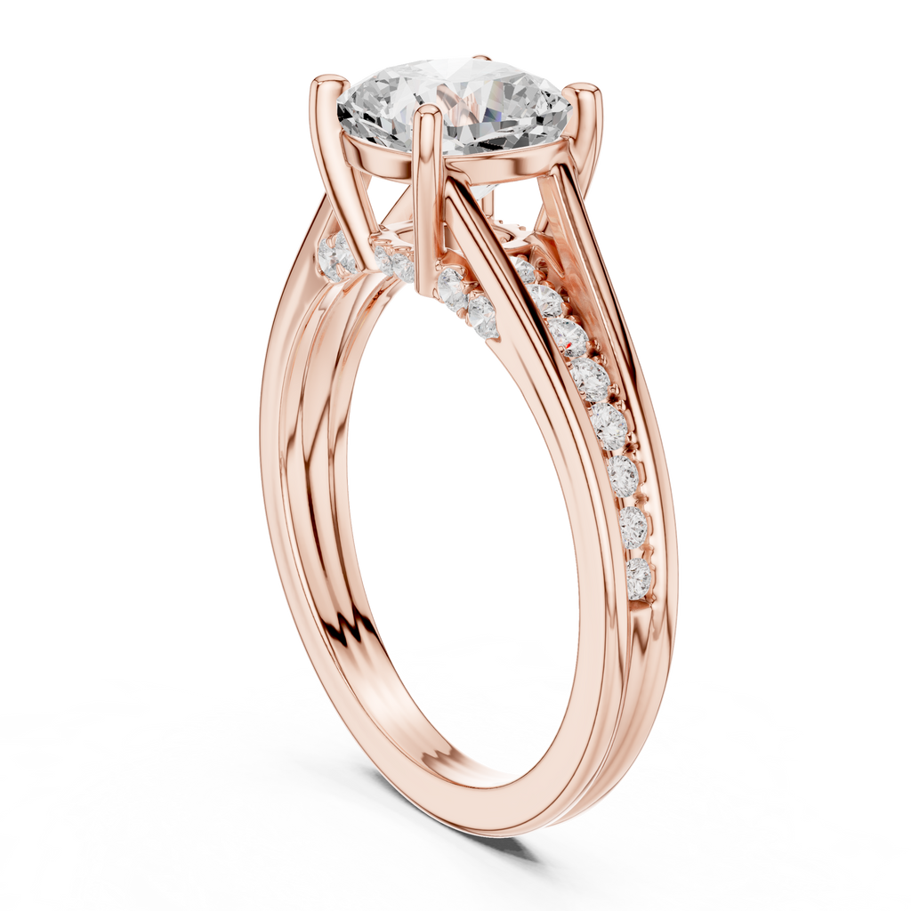 2.29 CT Cushion Cut Diamond Engagement Ring with Pavé Band