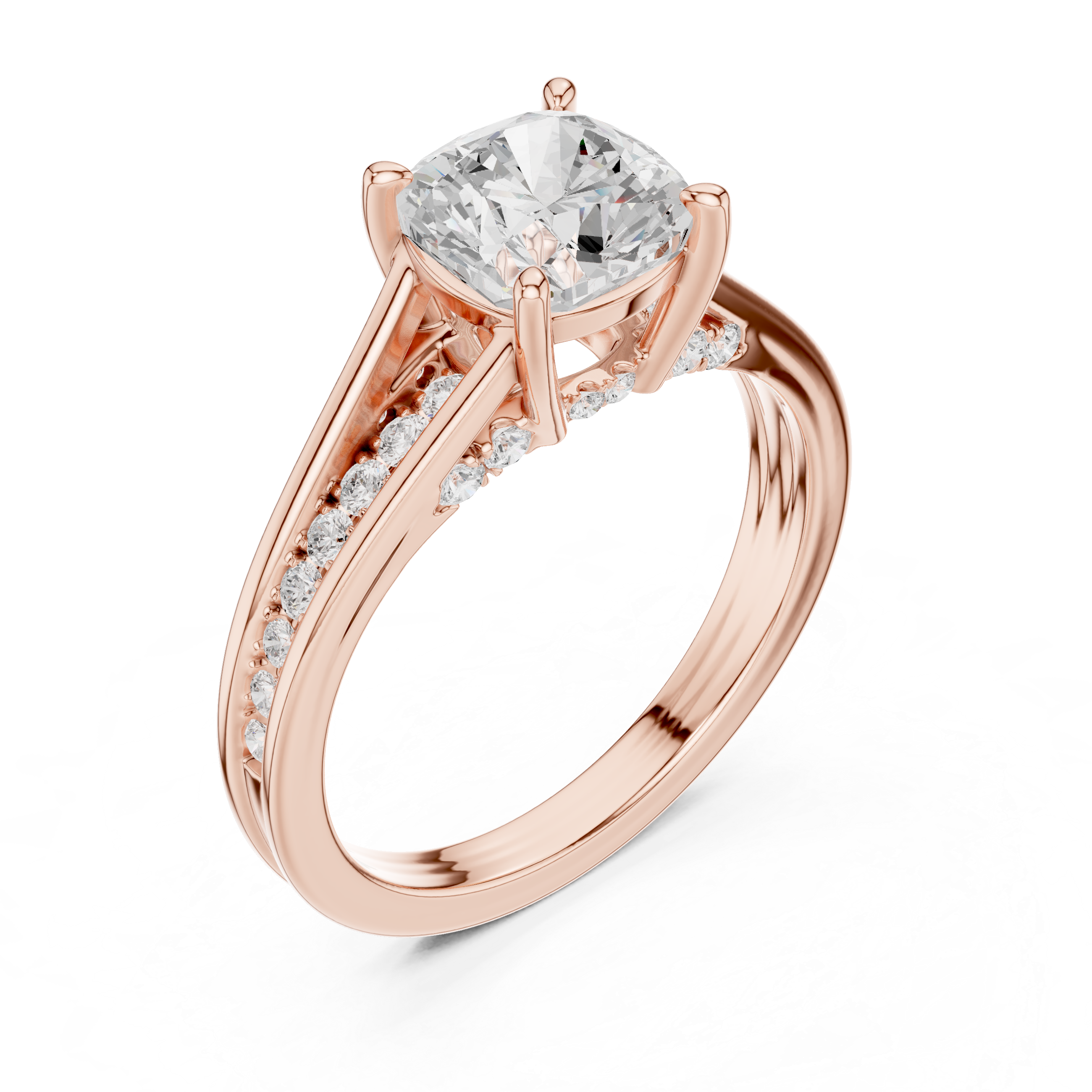 2.29 CT Cushion Cut Diamond Engagement Ring with Pavé Band