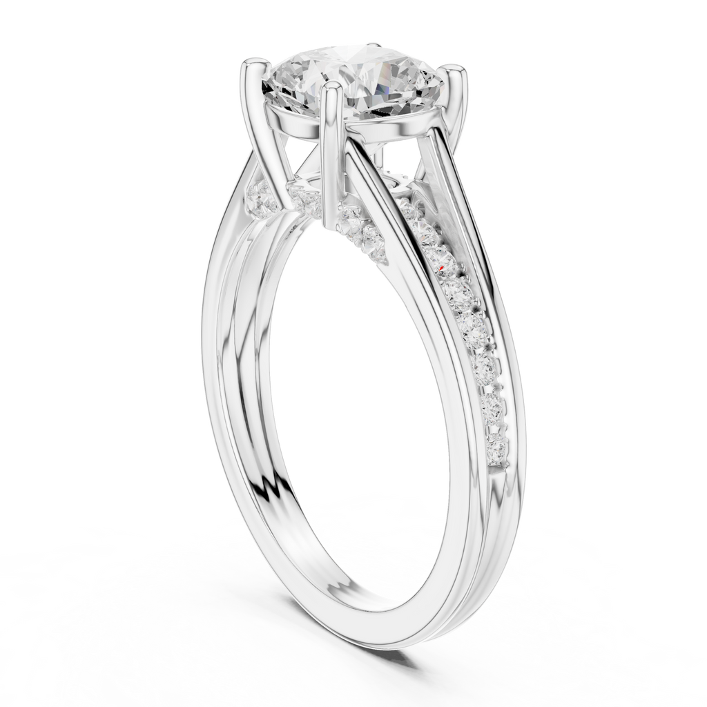 2.29 CT Cushion Cut Diamond Engagement Ring with Pavé Band