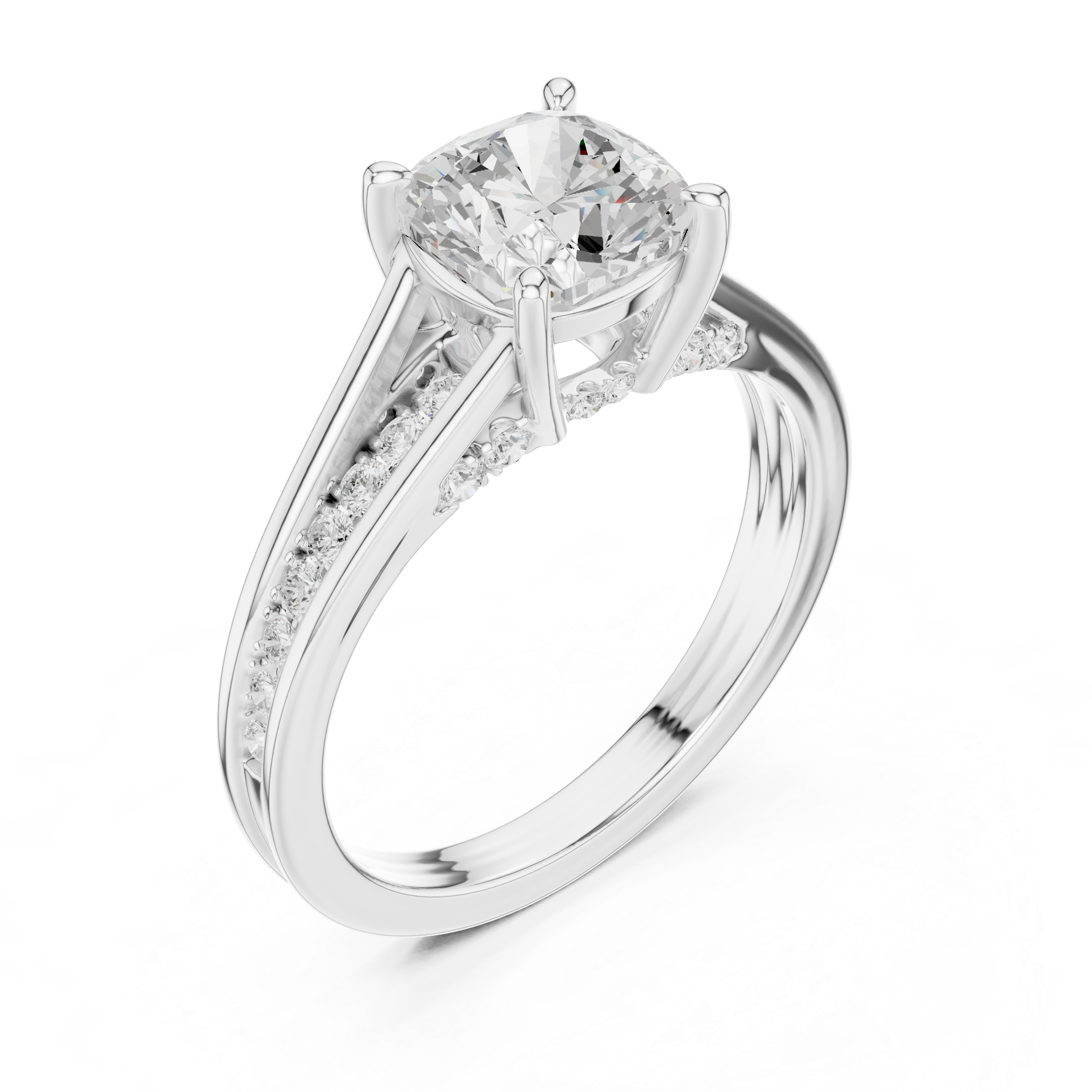 2.29 CT Cushion Cut Diamond Engagement Ring with Pavé Band