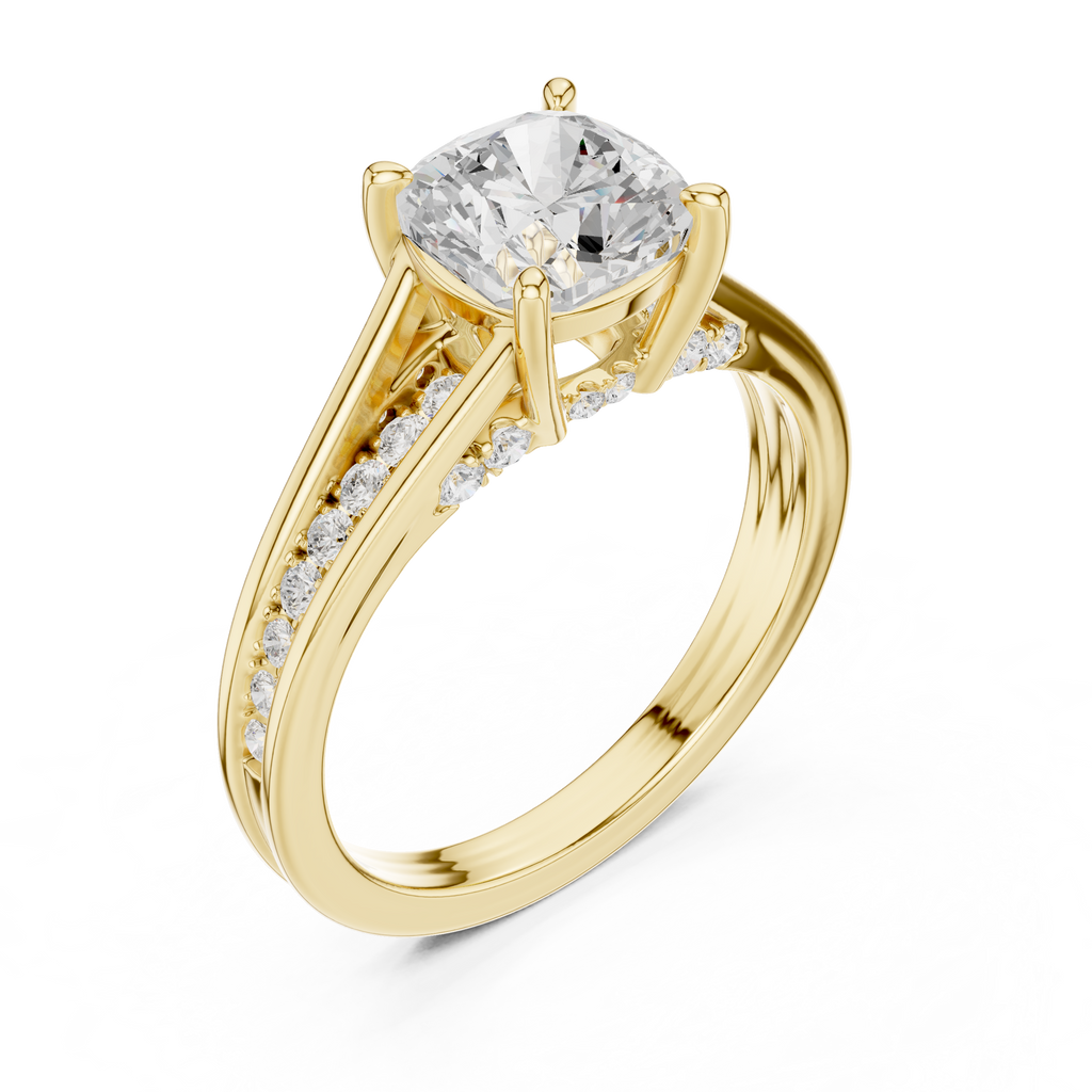 2.29 CT Cushion Cut Diamond Engagement Ring with Pavé Band