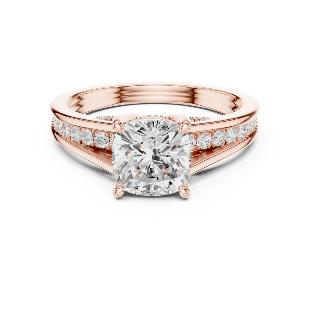 2.29 CT Cushion Cut Diamond Engagement Ring with Pavé Band