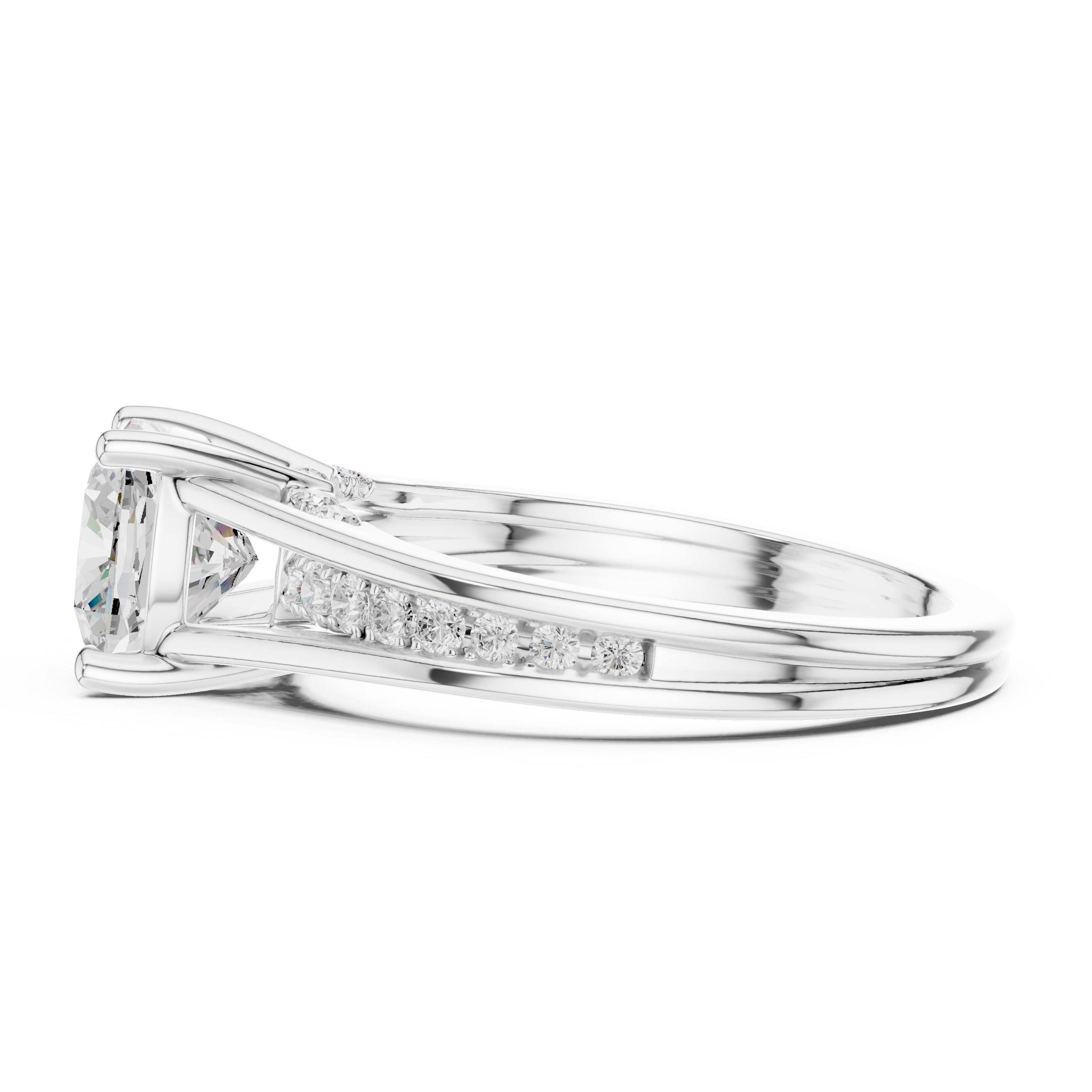 2.29 CT Cushion Cut Diamond Engagement Ring with Pavé Band