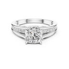2.29 CT Cushion Cut Diamond Engagement Ring with Pavé Band