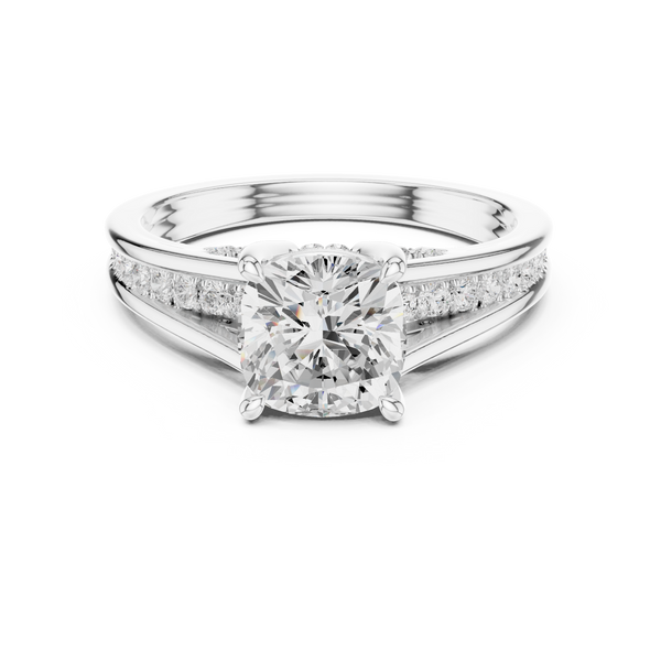 2.29 CT Cushion Cut Diamond Engagement Ring with Pavé Band