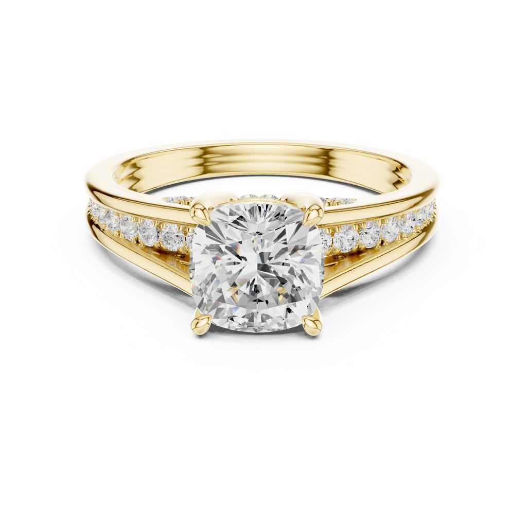 2.29 CT Cushion Cut Diamond Engagement Ring with Pavé Band