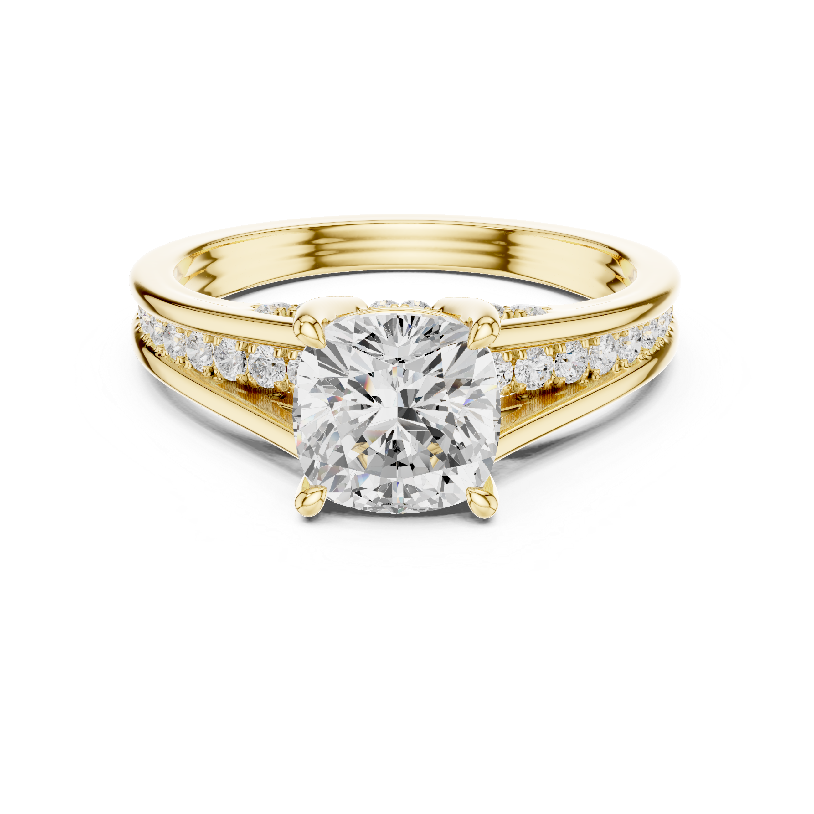 2.29 CT Cushion Cut Diamond Engagement Ring with Pavé Band