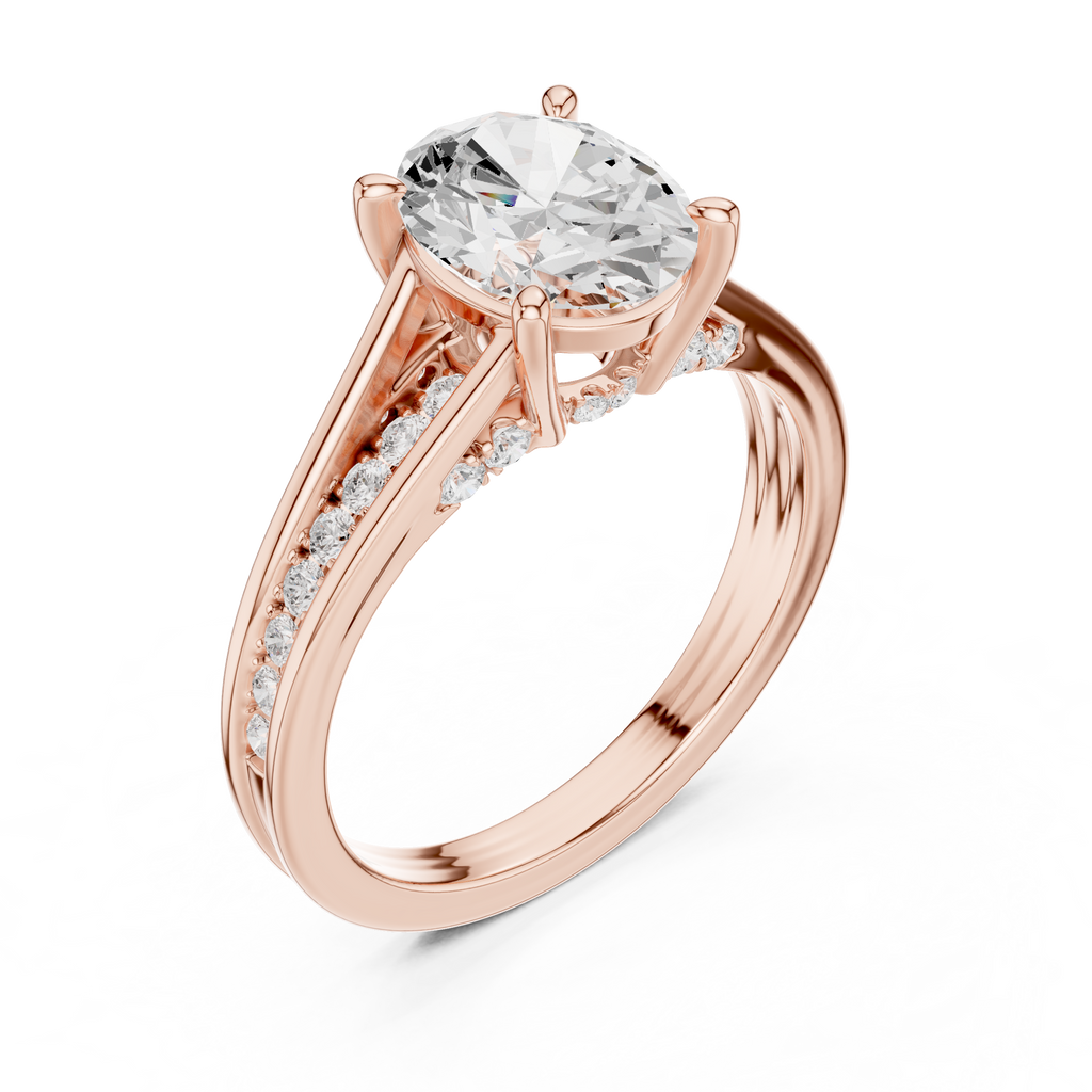2.29 CT Oval Cut Diamond Engagement Ring with Pavé Band