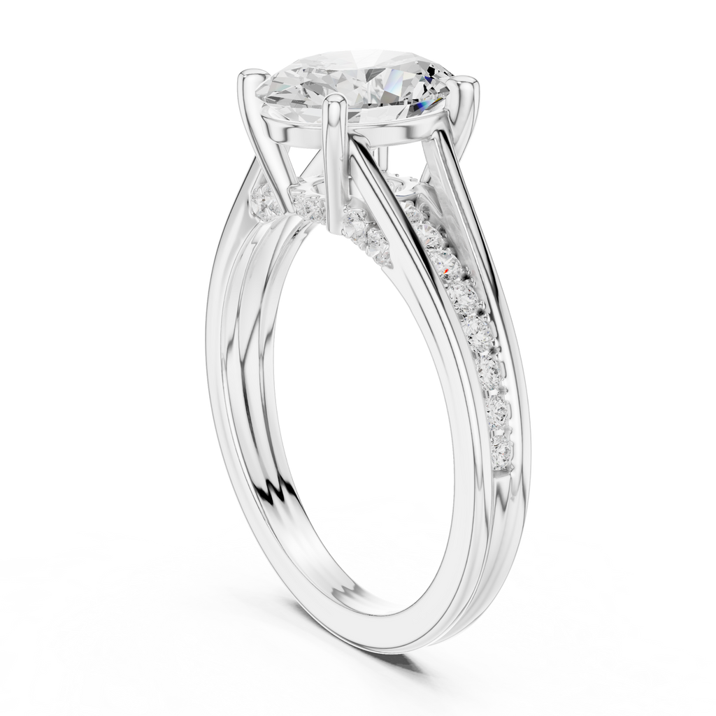 2.29 CT Oval Cut Diamond Engagement Ring with Pavé Band