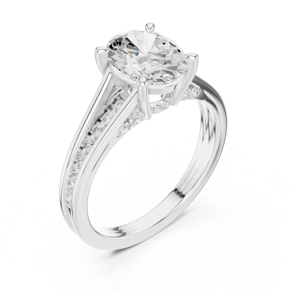 2.29 CT Oval Cut Diamond Engagement Ring with Pavé Band