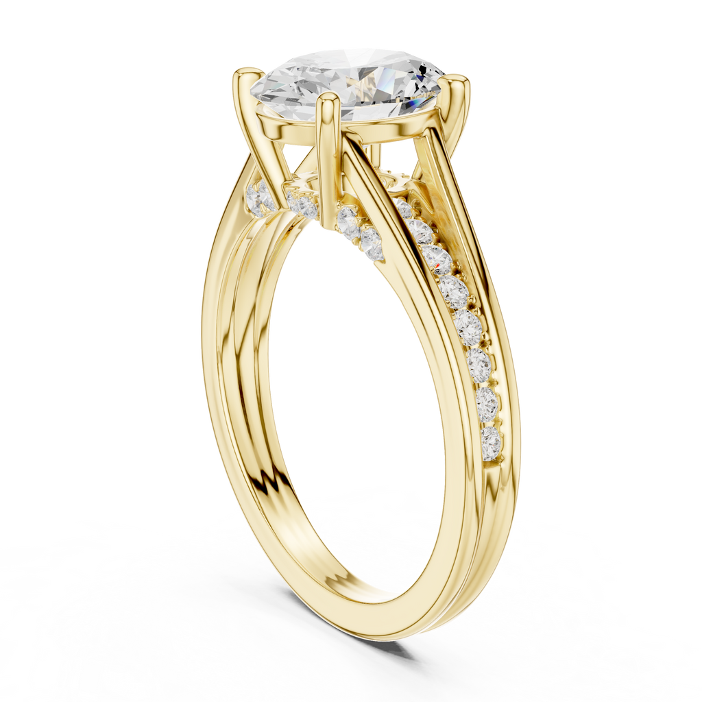 2.29 CT Oval Cut Diamond Engagement Ring with Pavé Band