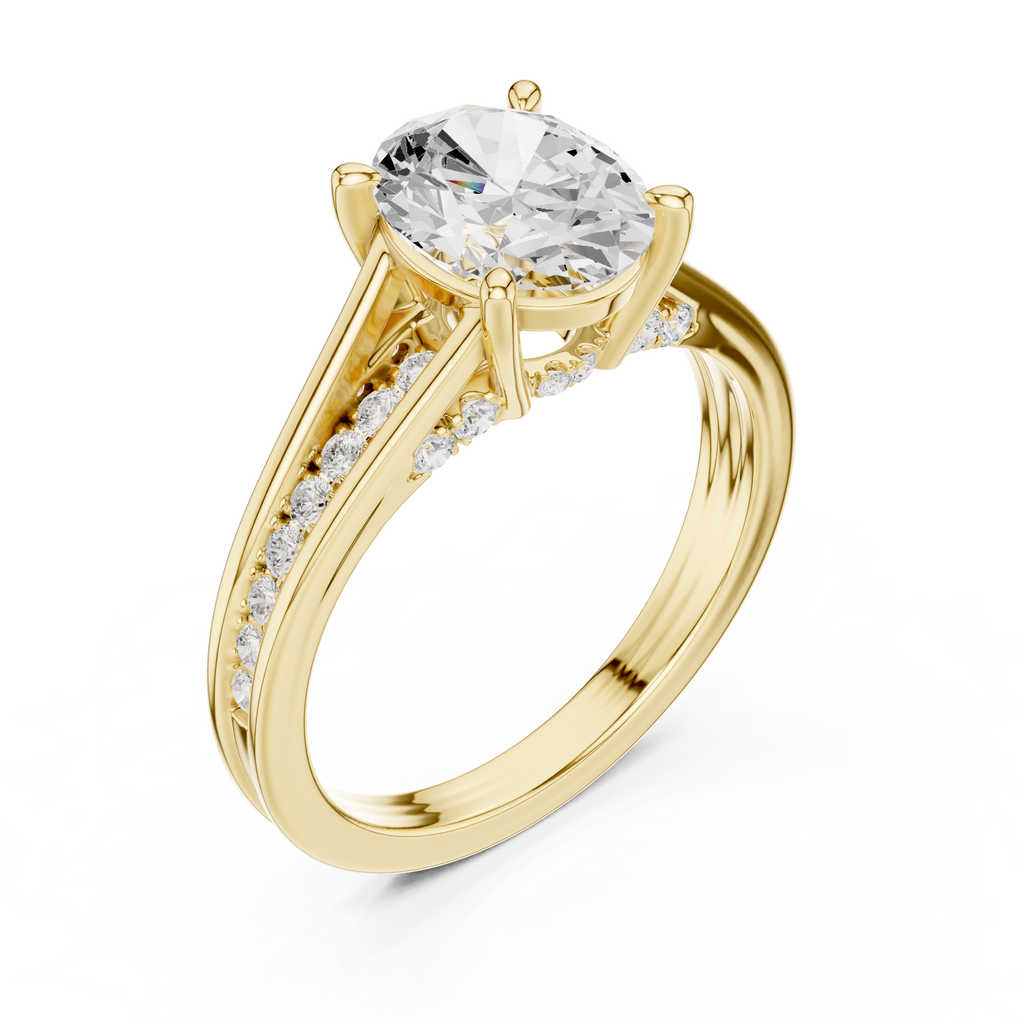 2.29 CT Oval Cut Diamond Engagement Ring with Pavé Band