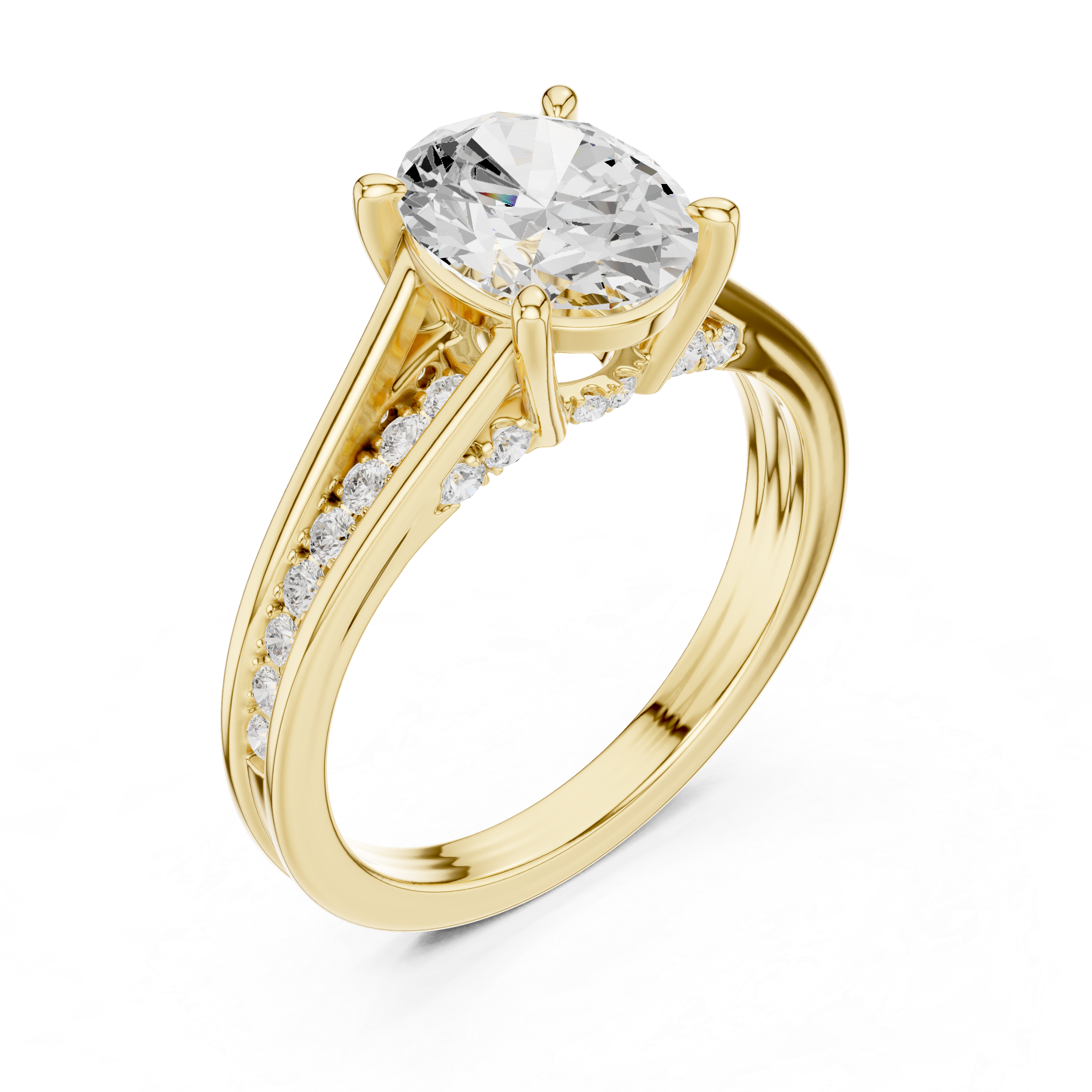 2.29 CT Oval Cut Diamond Engagement Ring with Pavé Band