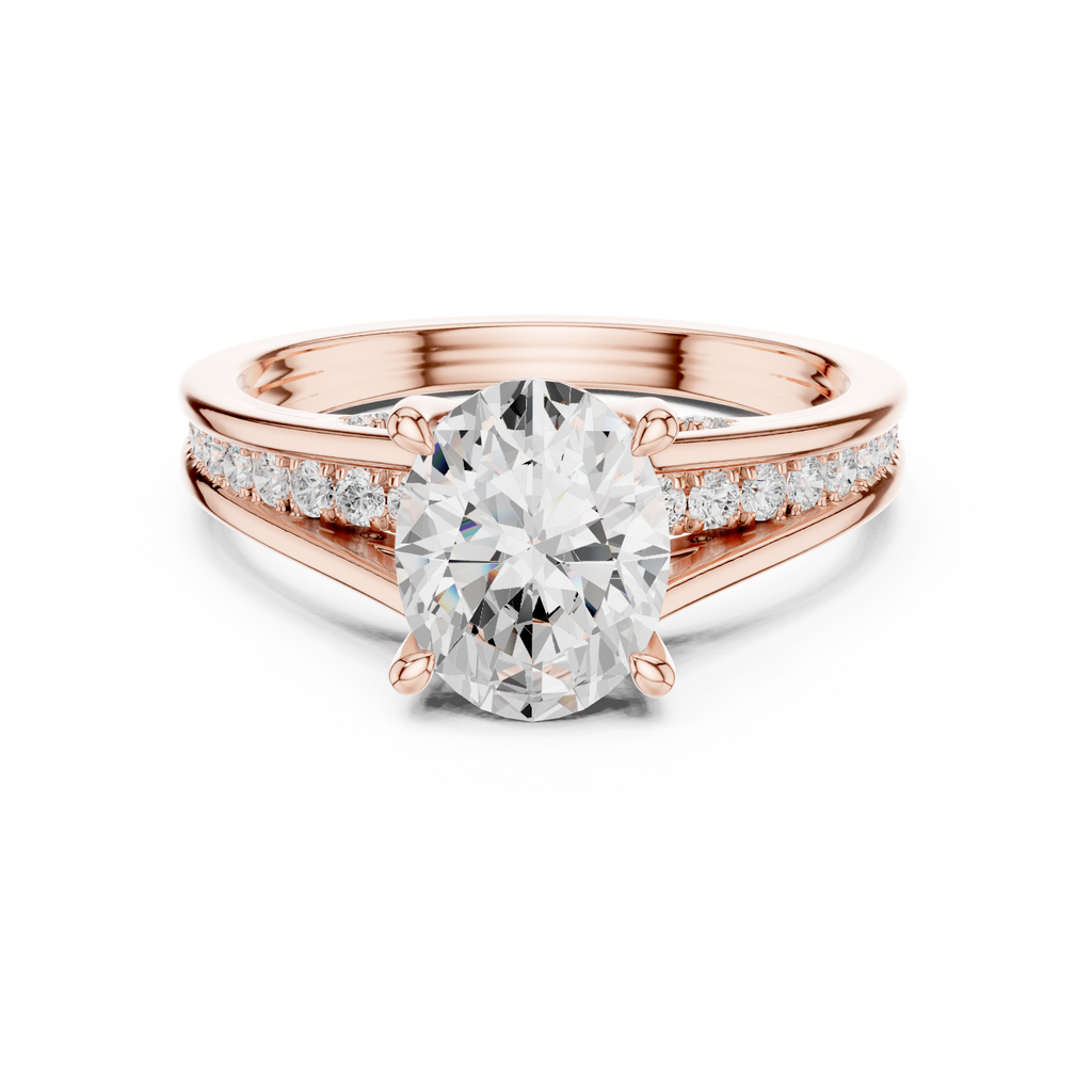 2.29 CT Oval Cut Diamond Engagement Ring with Pavé Band