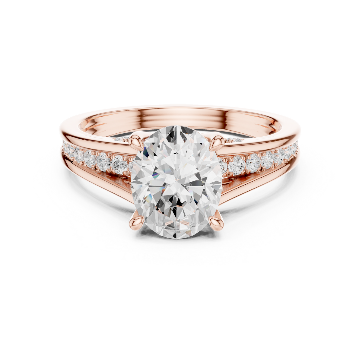 Oval Cut Diamond Engagement Ring with Pavé Band – view 5 of 12, lab grown diamond band | Jewelix Atelier