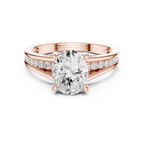 2.29 CT Oval Cut Diamond Engagement Ring with Pavé Band