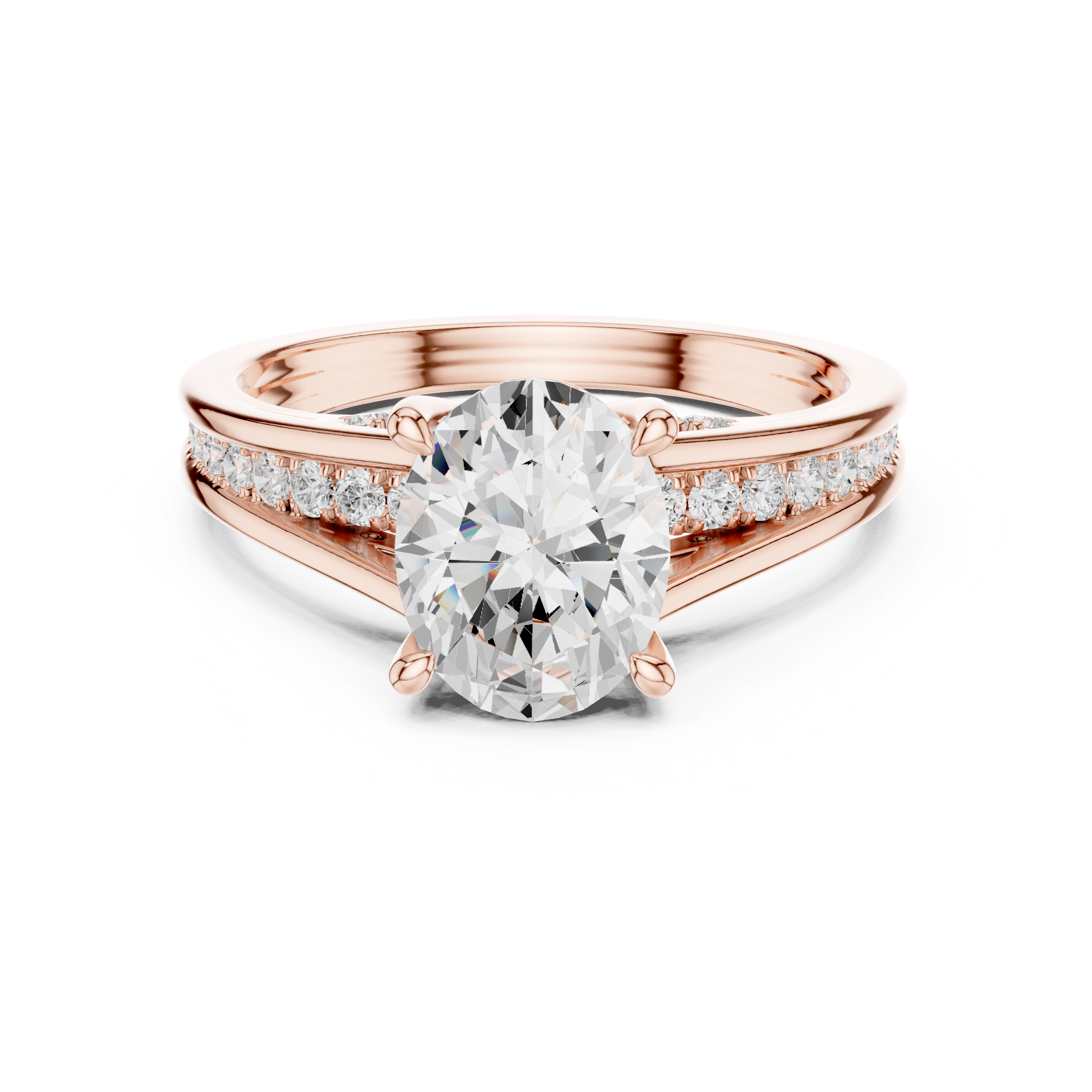 2.29 CT Oval Cut Diamond Engagement Ring with Pavé Band