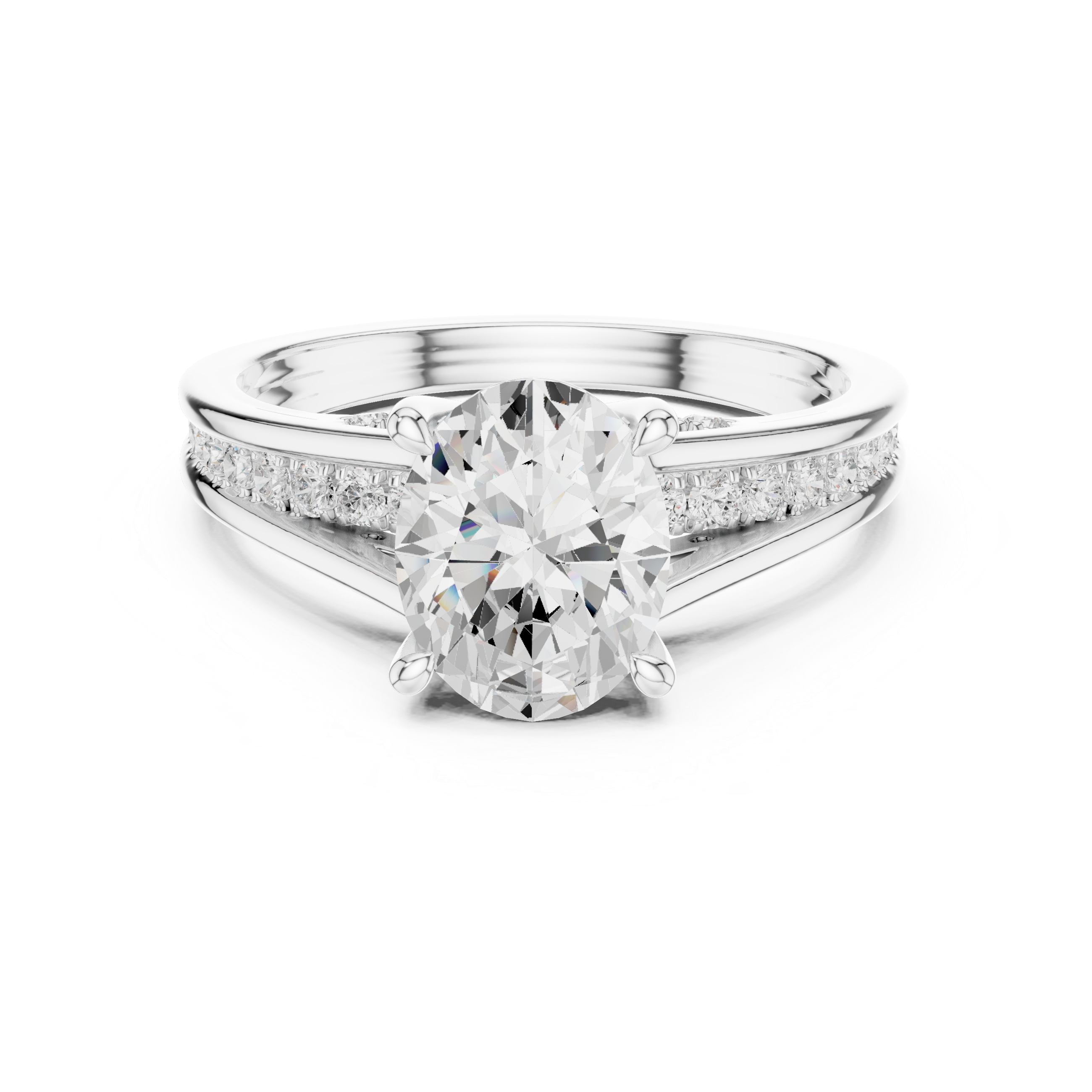 2.29 CT Oval Cut Diamond Engagement Ring with Pavé Band