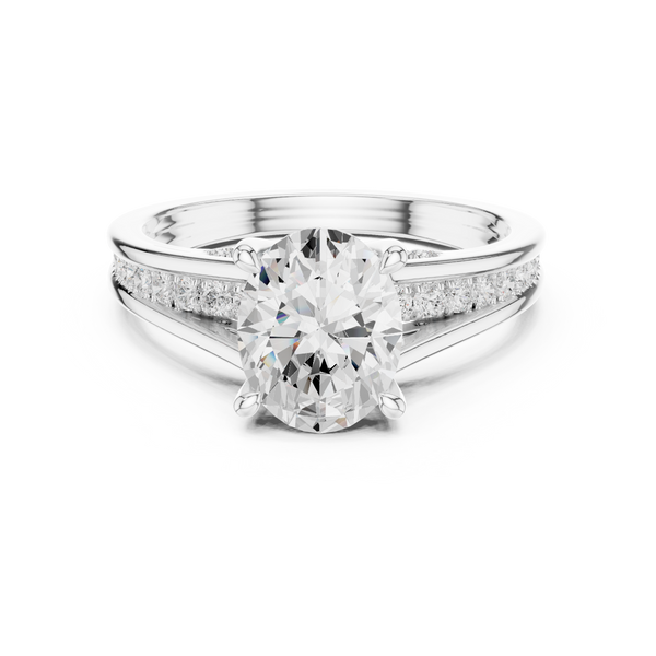 2.29 CT Oval Cut Diamond Engagement Ring with Pavé Band