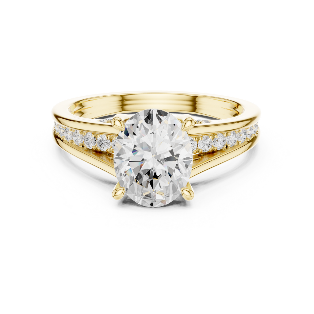 2.29 CT Oval Cut Diamond Engagement Ring with Pavé Band