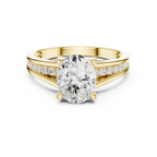 2.29 CT Oval Cut Diamond Engagement Ring with Pavé Band