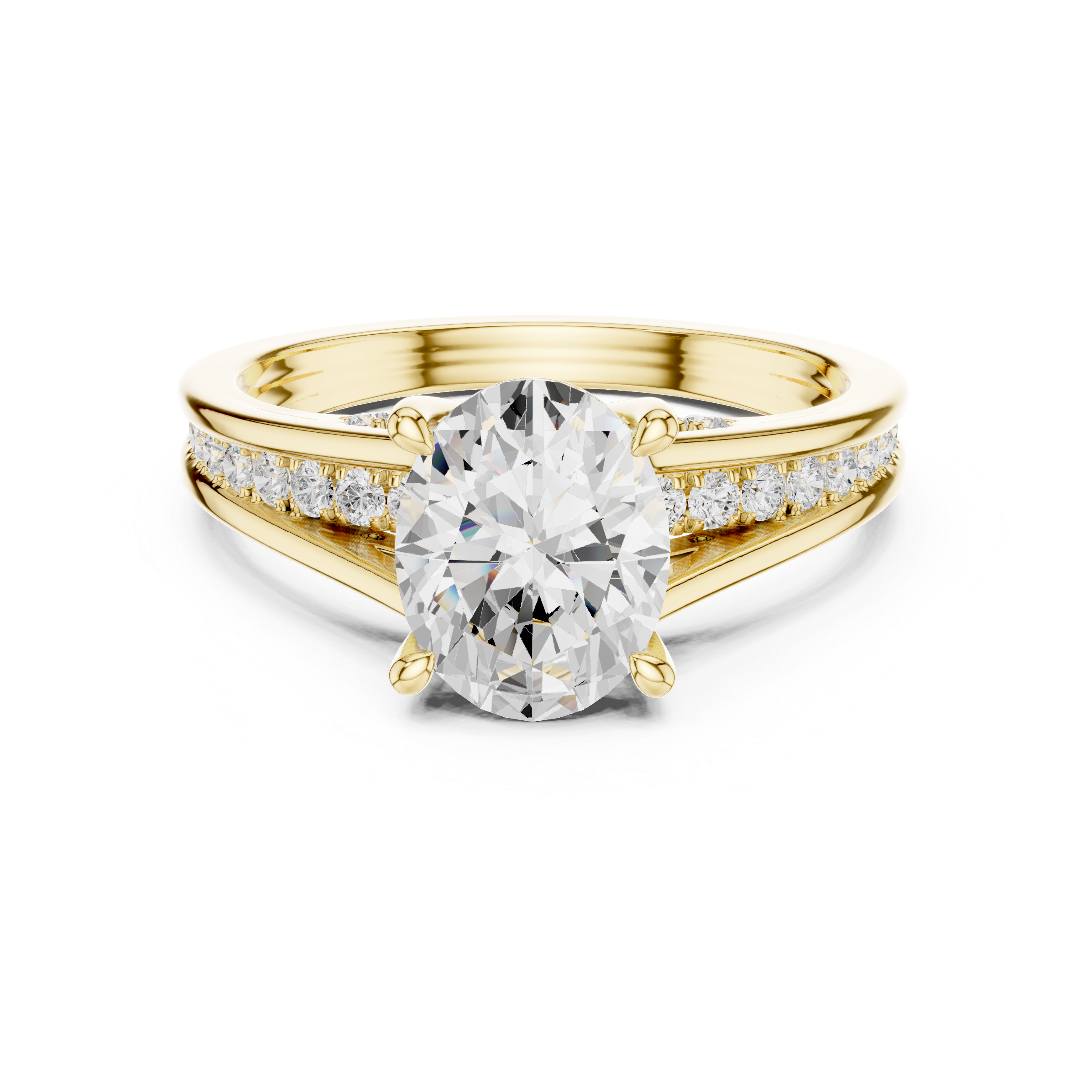 2.29 CT Oval Cut Diamond Engagement Ring with Pavé Band