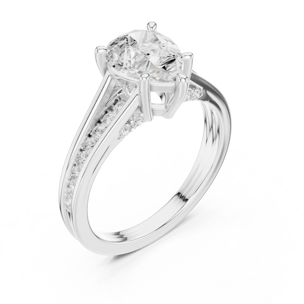 2.29 CT Pear Cut Diamond Engagement Ring with Pavé Band
