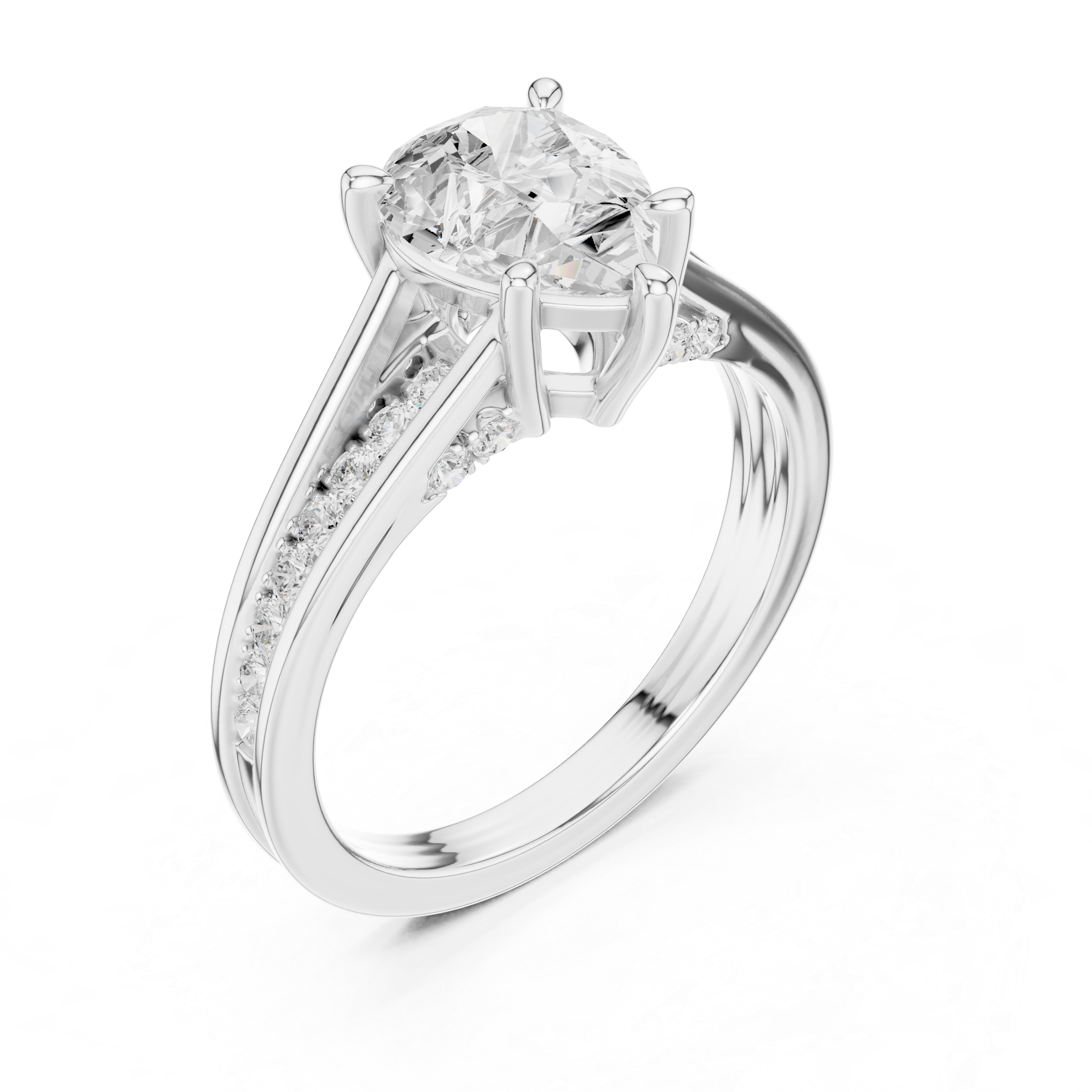2.29 CT Pear Cut Diamond Engagement Ring with Pavé Band