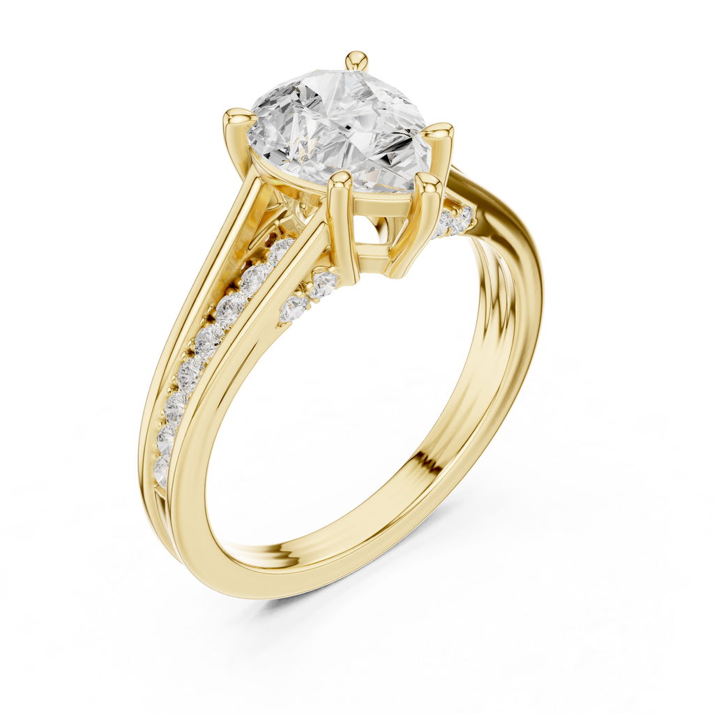 2.29 CT Pear Cut Diamond Engagement Ring with Pavé Band