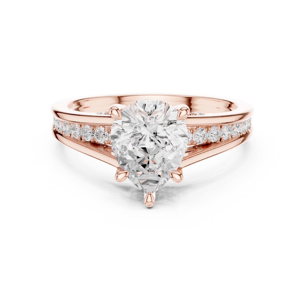2.29 CT Pear Cut Diamond Engagement Ring with Pavé Band