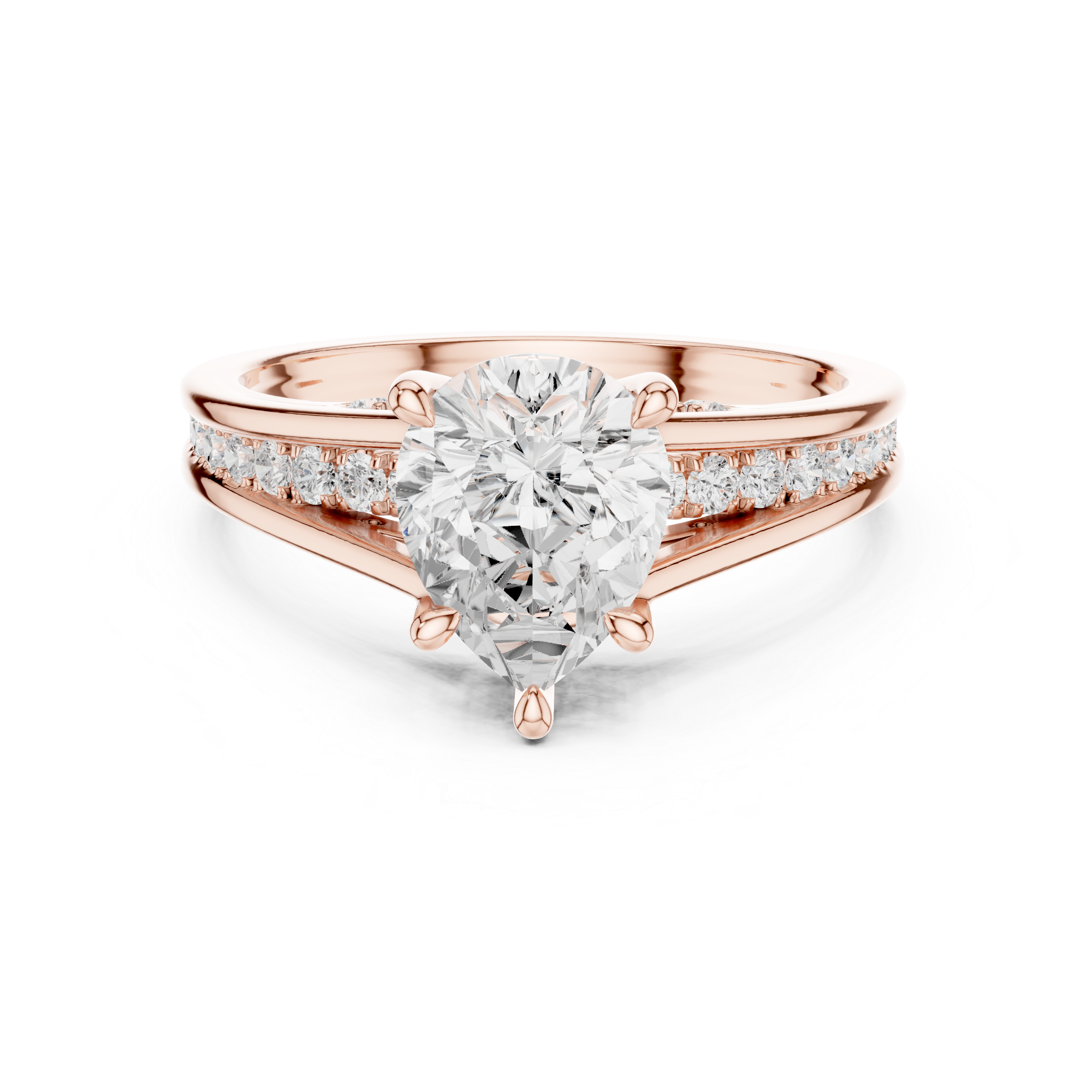2.29 CT Pear Cut Diamond Engagement Ring with Pavé Band